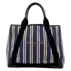 BALENCIAGA ネイビーカバス トートバッグ ストライプ ポーチ付 - メルカリ