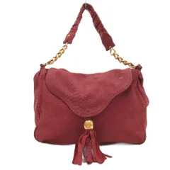 エンポリオアルマーニ EMPORIO ARMANI ショルダーバッグ リアルレザー 本革 紫 パープル タッセル /JS ■GY18