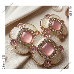 【No.185】上品 カメリア風 ビジュー ボタン ピンク 3個セット ハンドメイド センターパーツ