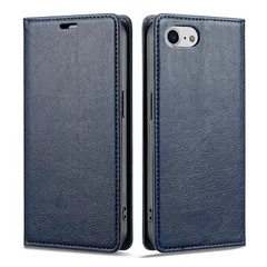 【新品】 iPhone SE3 ケース 手帳型 第3世代 iPhone8/7/SE 対応 RFID防止 真珠光沢レザー スマホケース マグネット スタンド カード入れ 耐摩擦 薄型 ネイビー 1