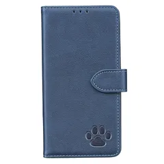 【新品】 case For iPhone 13 Mini ケース カバー手帳型 猫 肉球の跡 マグネット開閉式 カードポケット付き 横開きスタンド 財布型 全面保護 (M3-青, に適用するiPhone 13 Mini 5.4インチ) 0