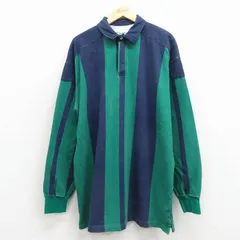XL/古着 セントジョンズベイ 長袖 ラガー シャツ メンズ 90年代 90s ロング丈 コットン 緑他 ストライプ【spe】 26apr02