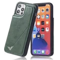 【新品】 【Viesa】背面カバー ケース手帳型 互換性 iPhone 13 PRO MAX 6.7 inch (6.7インチ) 対応 APPLE ランヤード付 背面型ケース (ダルグリーン) 美しい、軽・薄 持ちやすい、滑り止め、すり傷防止マグネット 横 1
