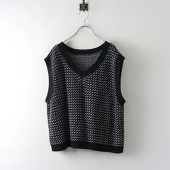 サマンサモスモス Samansa Mos2 SM2 ジャガード前後着ニットベスト F‖ブラック ジレ ノースリーブ トップス【2400014919530】