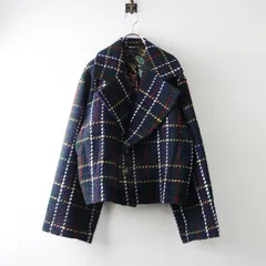 2023AW ロイスクレヨン Lois CRAYON ツイードチェック ビッグカラー ジャケット M｜ネイビー 羽織り アウター ブルゾン【2400014942576】のサムネイル