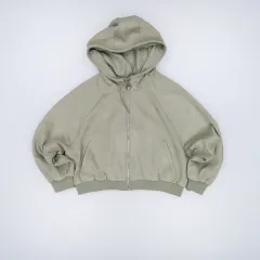 ZARA ザラ レディース スウェード クロップド フードジップアップ 0424H1