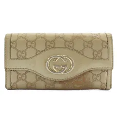 グッチ GUCCI 長財布 二つ折り レザー グッチシマ インターロッキングG 総柄 ゴールド色 282434・496334 /XZ ■GY18