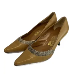 サルヴァトーレフェラガモ Salvatore Ferragamo パンプス レザー パイソン 切り替え ポインテッドトゥ ヒール 6.5 24㎝ 茶色 ブラウン /XZ ■GY11