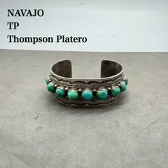 NAVAJO TP Thompson Platero turquoise sterling bangle bracelet ナバホ トンプソンプラテロ ターコイズ 9石 シルバー バングル 希少 レアのサムネイル