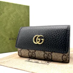 未使用保管品 GUCCI グッチ GGマーモント GGスプリーム 6連 キーケース 鍵入れ レザー キャンバス ブラック 黒 ゴールド金具 箱付き 保存袋 小物 メンズ レディース ユニセックス ギフト プレゼント ご褒美 通勤 通学 ブランド小物 贈り物