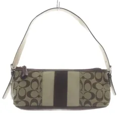 コーチ COACH ハンドバッグ シグネチャー柄 キャンバス レザー スエード  型押しロゴ 茶色