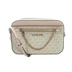マイケルコース MICHAEL KORS ラージ EW ジップ チェーン クロスボディー 35S1GTTC9B ショルダーバッグ MKシグネチャー ロゴ 白 ホワイト ピンク ■GY18 /MQ