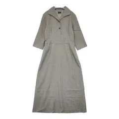 MARGARET HOWELL MH-188428 七分袖 ウールドレス チェック ワンピース グレー レディース マーガレットハウエル【中古】6-0411M∞