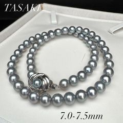 美品✨TASAKI 田崎アコヤ真珠ネックレス ブルーグレー 6.5-7.0mm