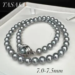 【ブルーグレー/シルバー】 TASAKI/田崎真珠 あこや真珠 パール ネックレス 約7.0-7.5mm SILVER留め具 約34.6g 約43cm akoya pearl jewelry necklace アコヤ 本真珠