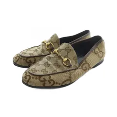 グッチ GUCCI ヨルダーン ローファー ホースビット ジャンボGG キャンバス 総柄 36 23cm 茶 ブラウン ■GY19 /MQ ■OH
