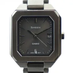 カシオ CASIO シーン SHEEN SHS-4528 腕時計 ウォッチ ソーラー スクエア ロゴ カレンダー付き デイト シルバー色 ■GY18 /MQ