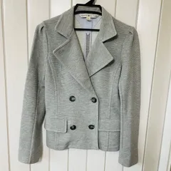 C-25　TOMMY HILFIGER　グレー　ジャケット　ダブル　アウター　コート　サイズ2のサムネイル