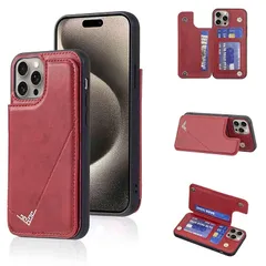 【新品】 【Anrek】互換性 APPLE iPhone 14 PRO MAX 6.7 inch (6.7インチ) 用 新型 背面 カードケース（レッド) アップル アイフォン14プロ マックス スマホケース カード収納 横置き機能 携帯カバー iphone1