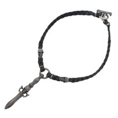 スカル装飾レザーネックレス 148g ポーチ付き - メルカリ