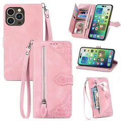 【新品】 対応iPhone 14 Pro ケース 手帳 カードケースマグネット 携帯カバー カードポケット 財布型 カード入れ スタンド機能 カバー スマホケース 男女兼用（ピンク） 1