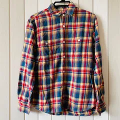 C-31　【ライトオン】　CRAFTWORK AND TRADITIONAL BACK NUMBER　チェックシャツ　Mサイズ　長袖　マルチカラー　カラフル　カットソー　綿100％のサムネイル