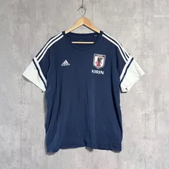 アディダス サッカー 日本代表 トレーニングウェア Tシャツ 紺 ネイビー メンズ L相当 adidas JFA KIRIN ロゴ 刺繍 プラクティスシャツ 練習着 スポーツ サッカー観戦 応援 完売品 レア トレンド ストリート カジュアル トップス