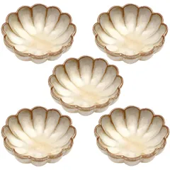 美濃焼  御本手 菊型 三つ足 小鉢 ボウル 皿 直径約11cm 食器セット 5個組 日本製 532-0036s