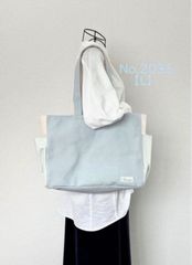 Lサイズ】ライトグレー 8号倉敷帆布使用 肩掛けバッグ akaneko 大きめ 
