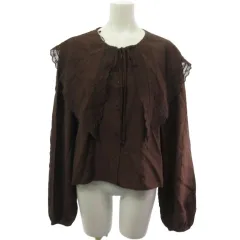 ザラ ZARA タグ付き シャツ ブラウス レース 長袖 ブラウン 茶 L