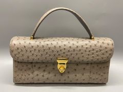 SPREAFICO ベージュ オーストリッチレザー ハンドバッグ - メルカリ