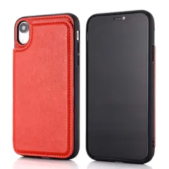 【新品】 【Viesa】背面カード 手帳型ケース 互換性 iPhone XR 6.1 inch (6.1インチ) 対応 APPLE スマホ バックカバー ケース 手帳型 (レッド) 財布型 背面カバー きスタンド機能 背面型ケース 適用 アップル アイフォ 1