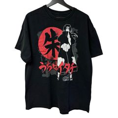 NARUTO 나루토 질풍전 T셔츠 우치하 이타치 XL 블랙 아카츠키[TE14]