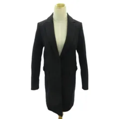 B&Y ユナイテッドアローズ BEAUTY&YOUTH ビューティー&ユース チェスターコート メルトン 裏地 ストライプ ウール ロング丈 S 黒 ブラック 0218