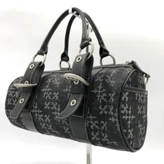 ラシット russet ハンドバッグ ミニボストン 黒 モノグラム ナイロン レザー