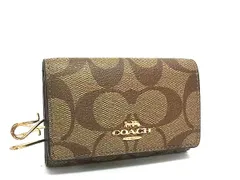 COACH コーチ F77998 シグネチャー PVC 5連 キーケース 鍵入れ レディース メンズ ブラウン系 DD9617