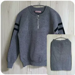 ニット ジップアップ + スカート セット