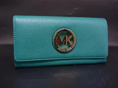 ■美品■ MICHAEL KORS マイケルコース レザー 二つ折り 長財布 ウォレット 札入れ 小銭入れ グリーン系 DM8672