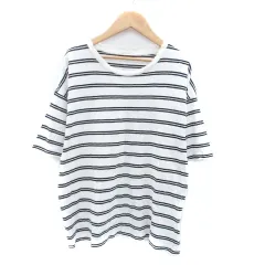 ジャーナルスタンダード JOURNAL STANDARD カットソー ラウンドネック 半袖 ボーダー柄 S オフホワイト 黒 ブラック /HO3