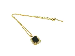 ■美品■ NINA RICCI ニナリッチ ラインストーン ネックレス ペンダント アクセサリー レディース ゴールド系×ブラック系 DM8724