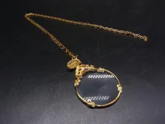 ■美品■ GIANNI VALENTINO ジャンニ ヴァレンティノ ルーペ ネックレス ペンダント アクセサリー ゴールド系×クリア DM8752のサムネイル
