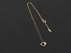 ■美品■ 4℃ ヨンドシー SV925 ハート ラインストーン ネックレス ペンダント アクセサリー レディース ゴールド系 DN0552
