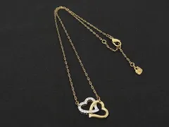 ■美品■ SWAROVSKI スワロフスキー ラインストーン ハート ネックレス ペンダント アクセサリー シルバー系×ゴールド系 DN0572