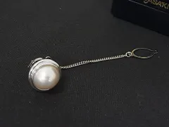 ■美品■ TASAKI タサキ 本真珠 マベパール  約14mm SV925 ピンバッチ タイチェーン アクセサリー シルバー系 DN0610