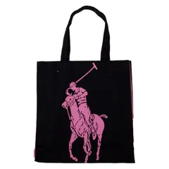 訳あり ラルフローレン Ralph Lauren オーガニックコットン エコバッグ トートバッグ ブラック ピンク メンズ レディース 400253272061  s109