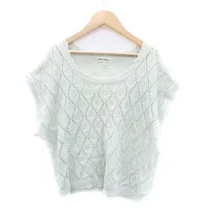 ナノユニバース nano universe ニット カットソー ラウンドネック 半袖 透かし編み F ミントグリーン /HO19