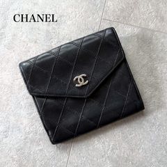 CHANEL シェブロン ダブルフェイス コンパクトウォレット ブラック CHANEL シェブロン ダブルフェイス コンパクトウォレット ブラック