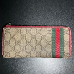 GUCCI GGスプリーム ラウンドファスナー長財布 ウェブストライプ