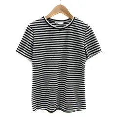 ザラ ZARA Tシャツ カットソー 半袖 ラウンドネック ボーダー柄 M 黒 ブラック 白 ホワイト /YS23