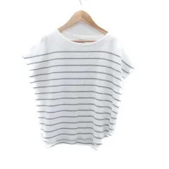 アーバンリサーチ ドアーズ URBAN RESEARCH DOORS カットソー ラウンドネック フレンチスリーブ ボーダー柄 One オフホワイト グレー /HO47